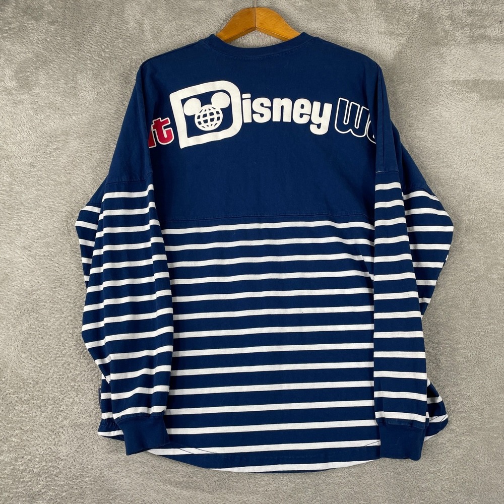 Walt Disney World Spirit Jersey Womens Medium Blue White Striped Nautical Shirt - Picture 4 of 7